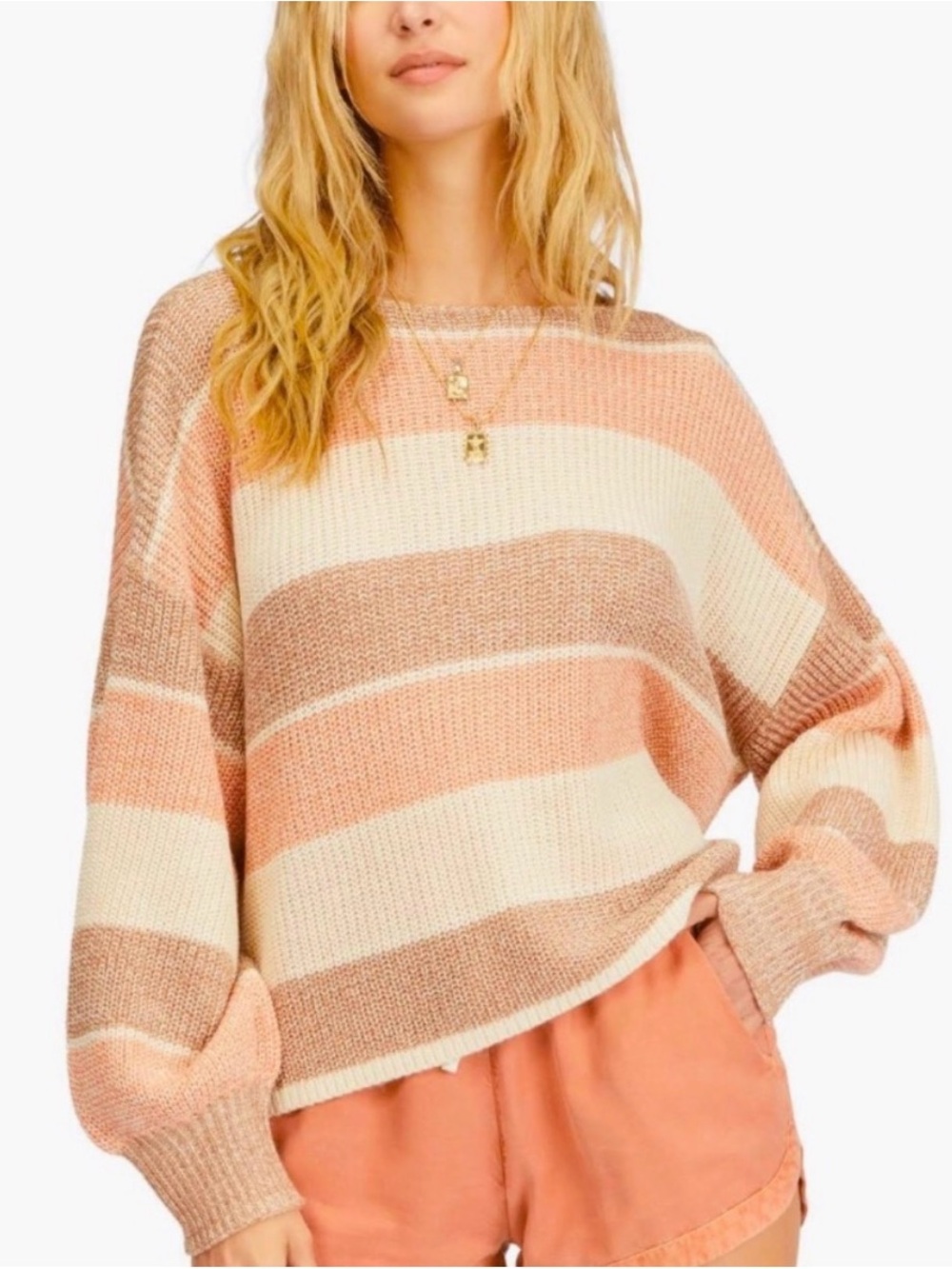 Billabong Striped Crewneck Sweater- S